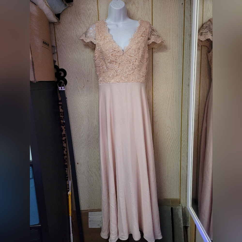 Elegant Lace Pink Evening Gown